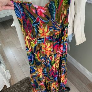 Strapless smocked maxi dress.